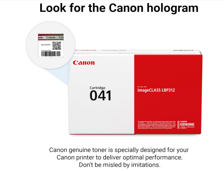 Canon Genuine 041 Standard Yield Black Toner Cartridge – Compatible with LBP312dn